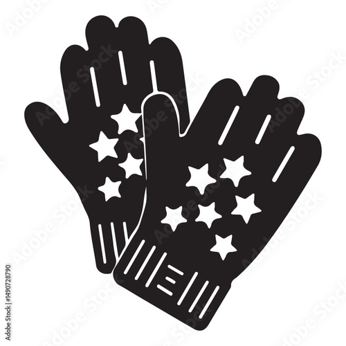 Warm mittens icon, warm mittens silhouette vector illustration, Christmas mitten vector, Mitten silhouette, winter gloves icon symbol design