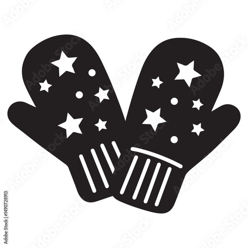 Warm mittens icon, warm mittens silhouette vector illustration, Christmas mitten vector, Mitten silhouette, winter gloves icon symbol design