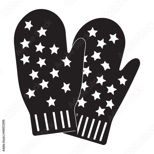 Warm mittens icon, warm mittens silhouette vector illustration, Christmas mitten vector, Mitten silhouette, winter gloves icon symbol design