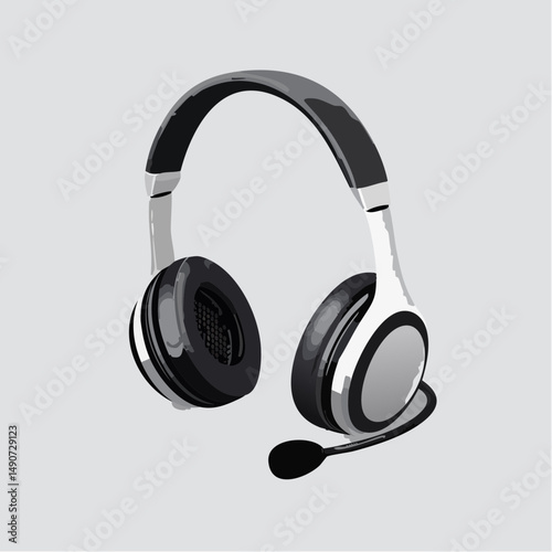 Black and Silver Over Ear Headphones with Microphone