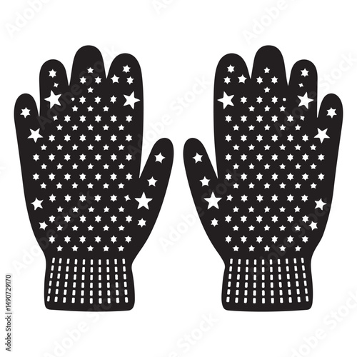Warm mittens icon, warm mittens silhouette vector illustration, Christmas mitten vector, Mitten silhouette, winter gloves icon symbol design