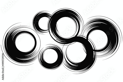 Black and white abstract vector background with circular shapes and modern design elements