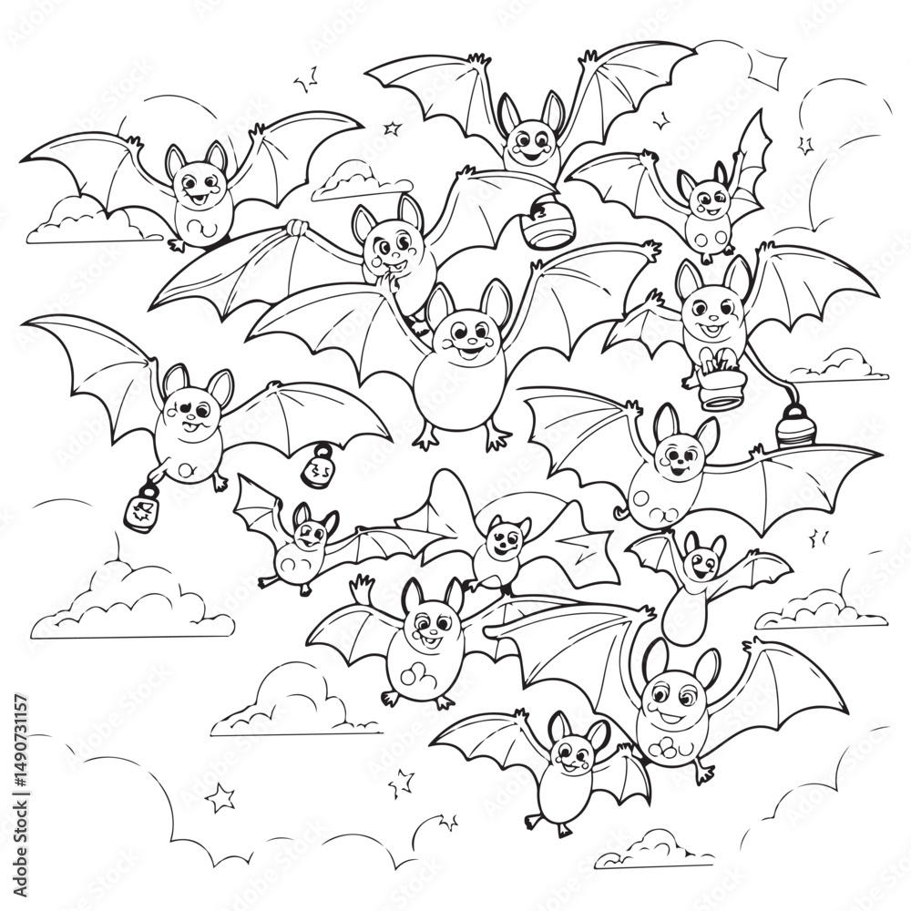 Fototapeta premium Cute Halloween Coloring Pages For Adults