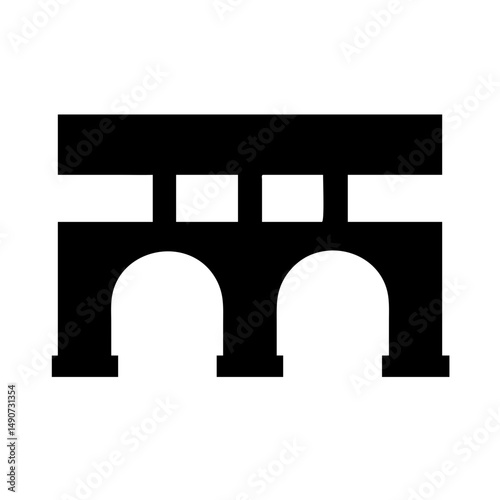 Classical Viaduct Bridge Icon , Ancient Stone Arch Bridge Vector Illustration