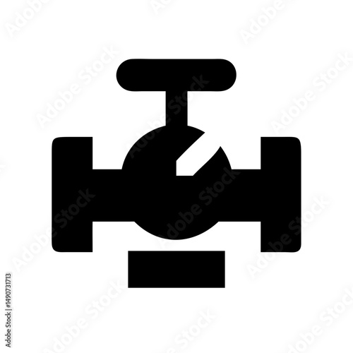Industrial Pipeline Valve Silhouette Icon for Gas, Water, and Fluid Control Systems