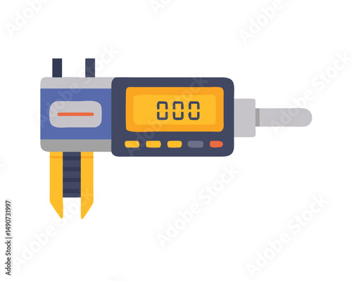 Flat Color Digital Vernier Caliper Icon for Industrial Measurement and Precision Tools