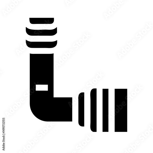 Silhouette Icon of Corrugated Flexible Elbow Pipe for Industrial and Plumbing Applications