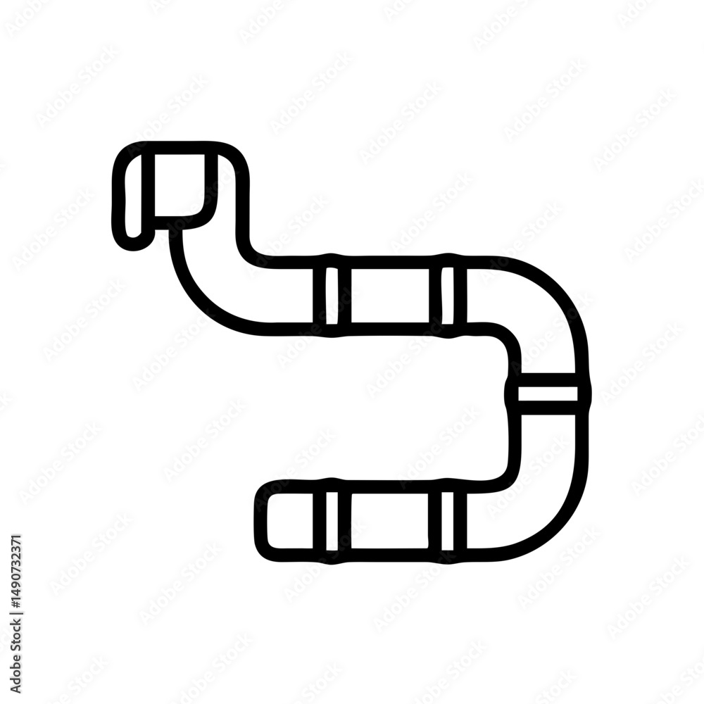 Plumbing Flexible Corrugated Pipe Outline Icon for Water and Gas Systems Plumbing Flexible Corrugated Pipe Outline Icon for Water and Gas Systems