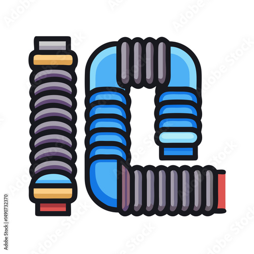 Colorful Plumbing Corrugated Flexible Pipes and Tubes Illustration