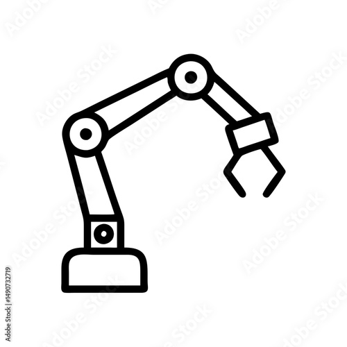 Industrial Robotic Arm Outline Icon for Automation and Manufacturing
