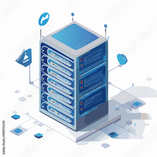 Isometric Illustration of a Modern Data Server