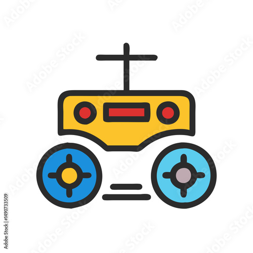 Flat Color RC Remote Control Transmitter Icon for Toy Cars, Boats, and Drones 