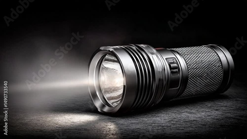Flashlight on Frosty Ground During Power Outage - AI
