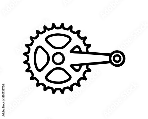 Bicycle Crankset and Chainring Silhouette Icon