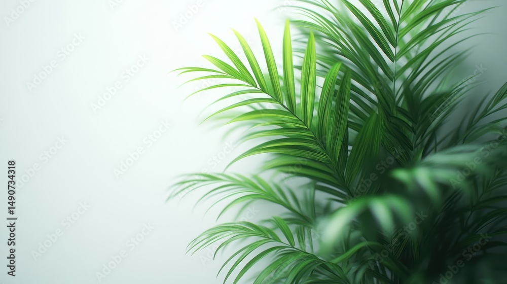 Fototapeta premium Vibrant palm plant against a light background