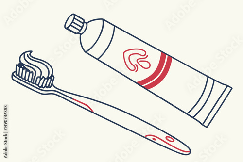 Toothbrush with Toothpaste – Hygiene Item Vector Illustration