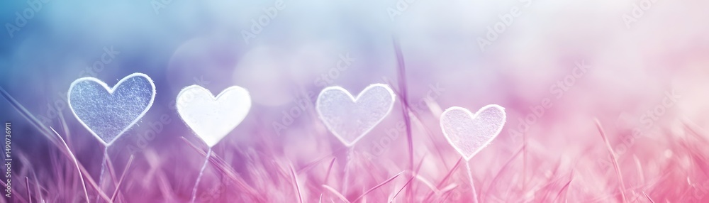 Obraz premium Delicate hearts outlined in a pastel field