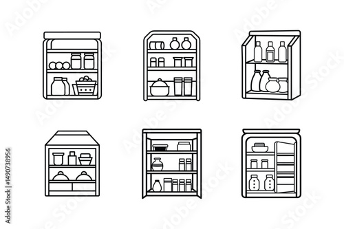 pantry icon line art vector illustration