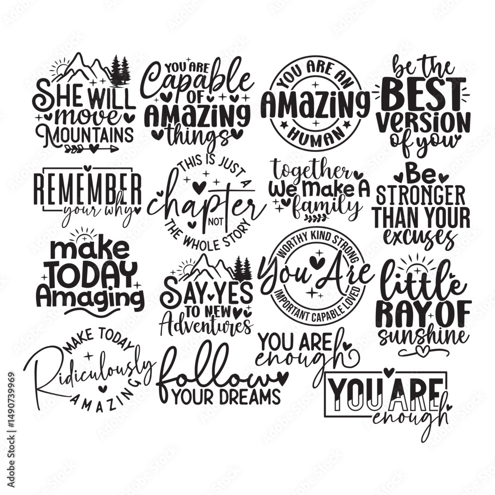 Fototapeta premium 16 Motivational Quotes SVG Bundle 