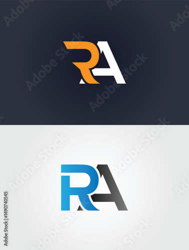 Elegant RA lettermark logo design vector template showcasing creative initial combination in different color options for business identity