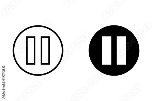 Pause icon set in circle. Media player control button. Vector.	
