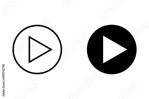 Play icon set in different styles, video play button signs isolated - vector
