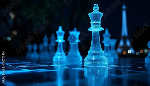 Crystal Chess Set on Board