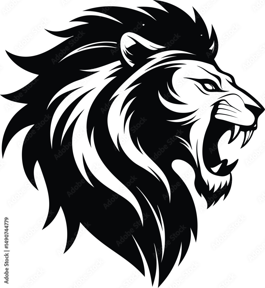 custom made wallpaper toronto digitalRoaring lion silhouette, Silhouette art illustration of a roaring lion