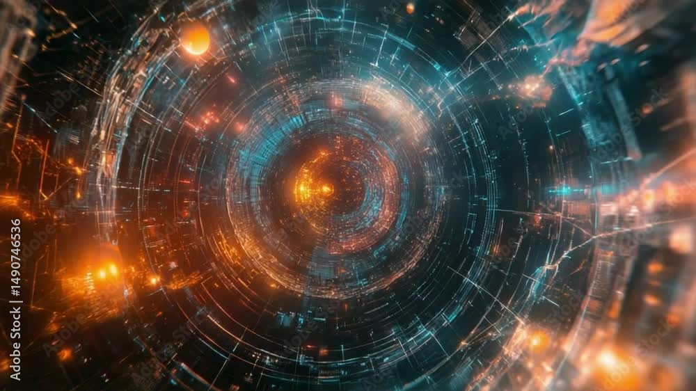 Intricate Cosmic Tunnel: Journey into the cosmos with this high-definition image of a mesmerizing tunnel, evoking the wonder of space exploration and technological marvels.
