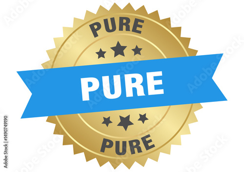 pure. pure round blue and gold label isolated on transparent background