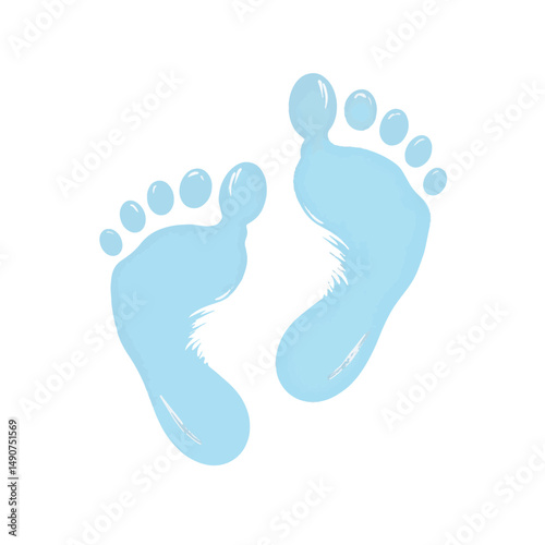 Tiny footprints in blue ink symbolize newborn's first steps, joy