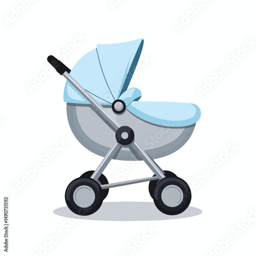 Sleek baby stroller design against white background, modern parenting