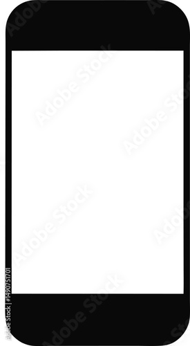 Minimalist black icon resembling a smartphone or handheld device with a white screen center. Simplified, flat design ideal for tech, mobile, or user interface concepts.