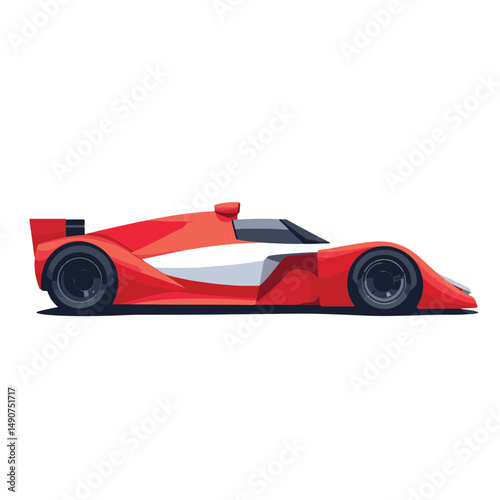 Sleek racing car design in vibrant red and white, speed and agility