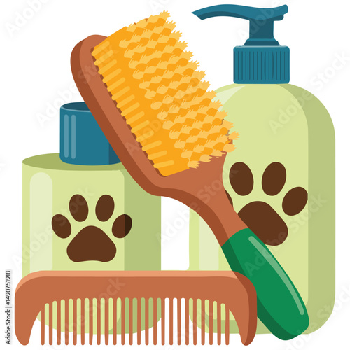 Pet care accessories set isolated vector illustration