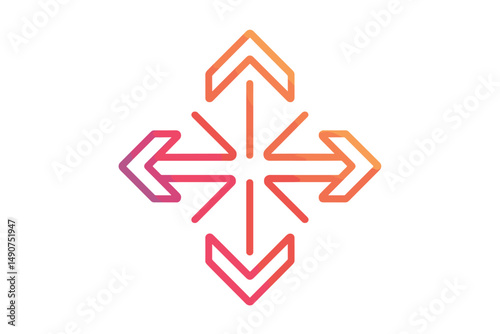 Different ways arrows, icon in line design. Ways, arrows, directional arrow, navigation sign, multi-direction on white background vector. Different ways arrows, icon in line design editable stroke.