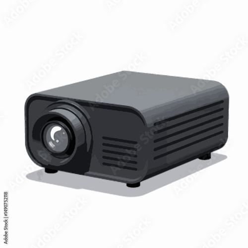 Sleek minimalist projector on white background, modern technology design