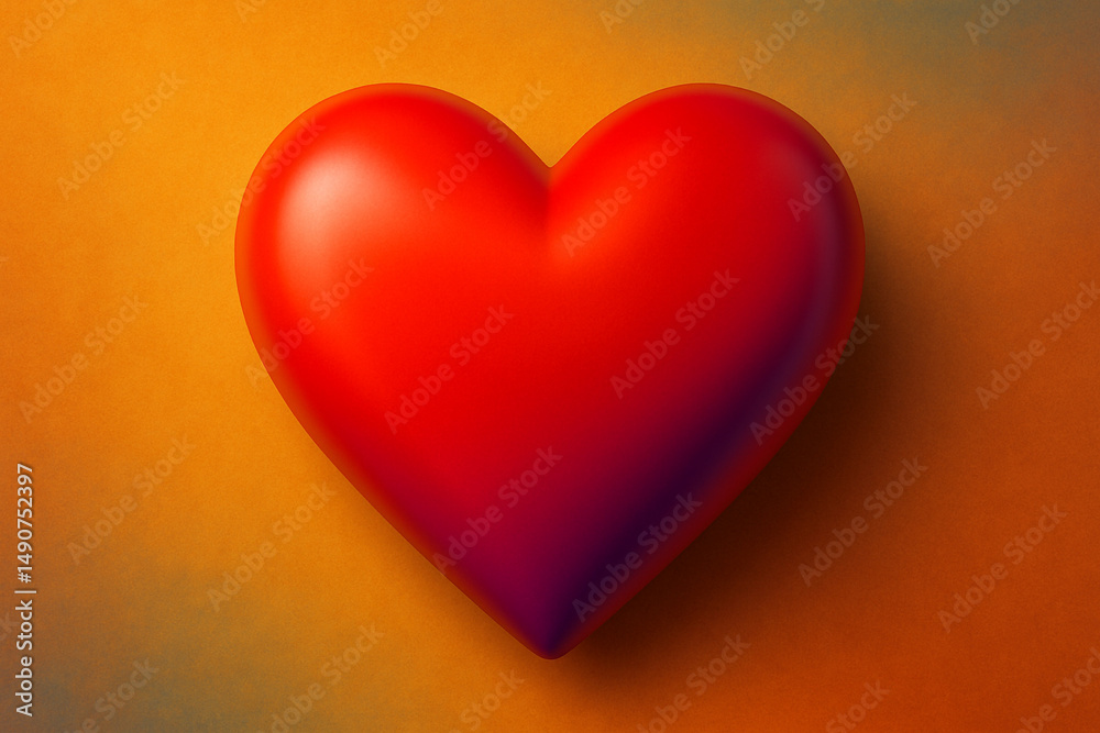 Fototapeta premium red heart on a yellow background