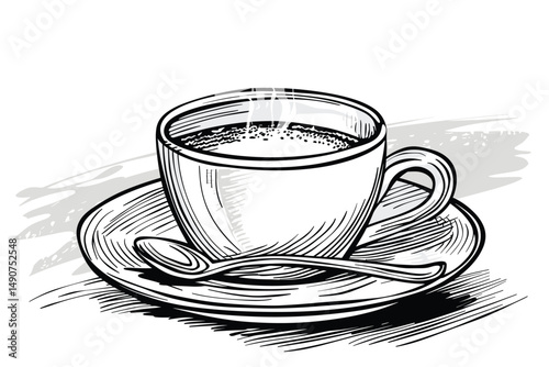 Coffee Cup Sketch Style Illustration