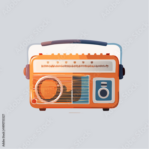 Orange Retro Radio Illustration