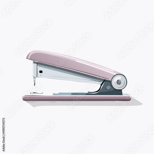 Pink Metal Stapler on White Background