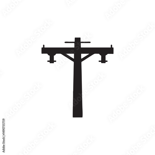 silhouette of electric pole Vector Design on White Background.