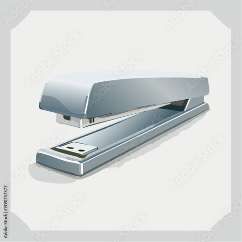 Silver Metal Stapler on White Background