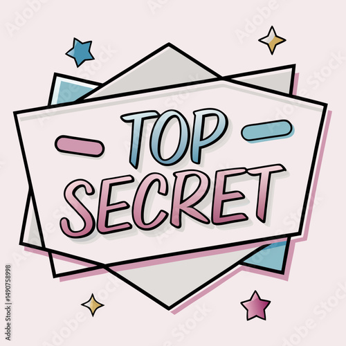 Top secret graphic with pastel colors and playful shapes