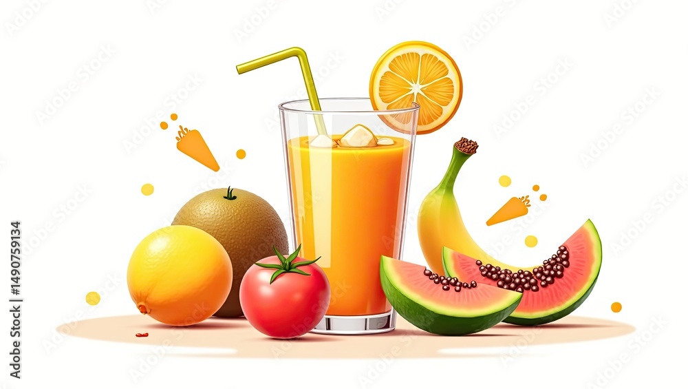 Fototapeta premium juice and fruits
