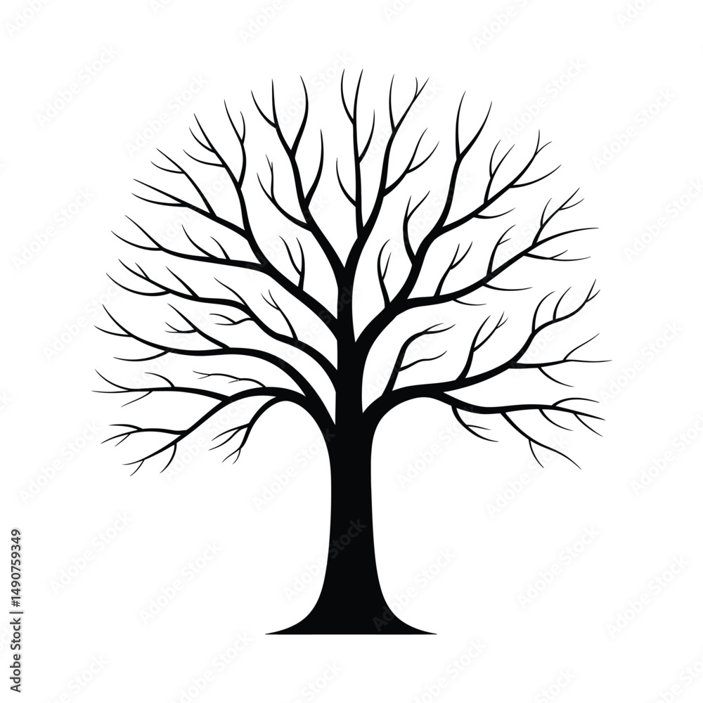 Obraz premium Elegant black silhouette of a bare tree on a white background perfect for designs