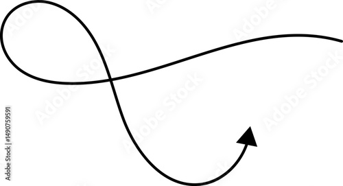 Hand drawn arrows. Hand drawn freehand different curved lines, swirls arrows. Curved arrow line. Doodle, sketch style. Isolated Vector illustration.