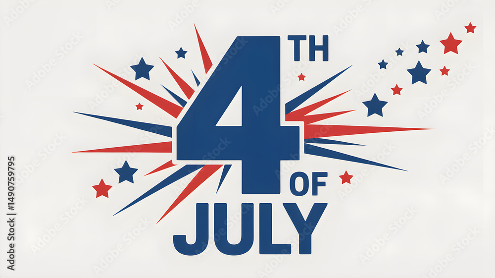 Fototapeta premium “Patriotic 4th of July Celebration Graphic with Fireworks and Stars”