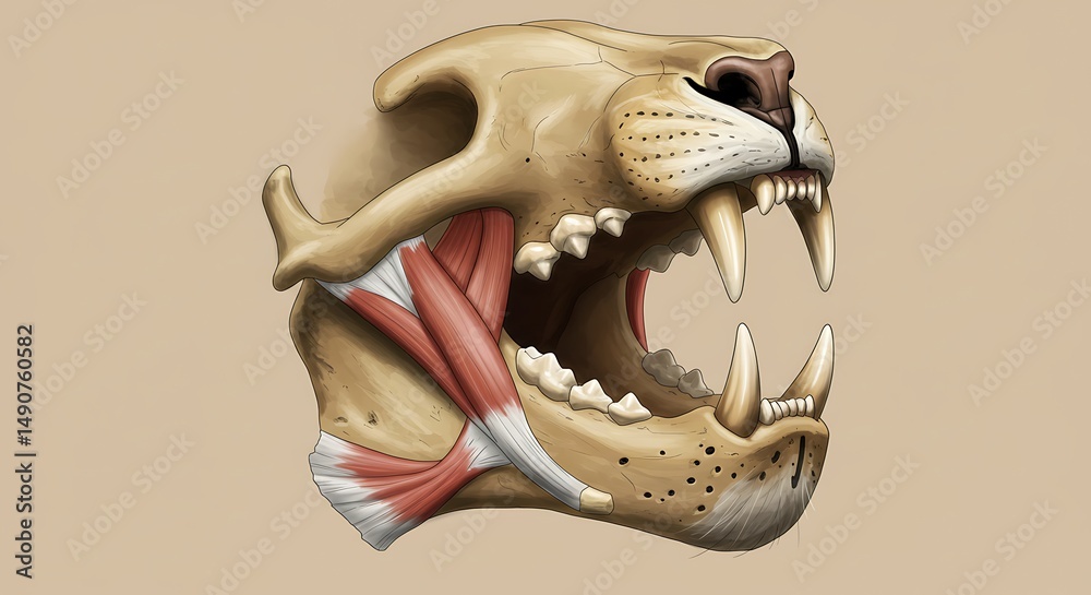 Naklejka premium Feline skull anatomy illustration