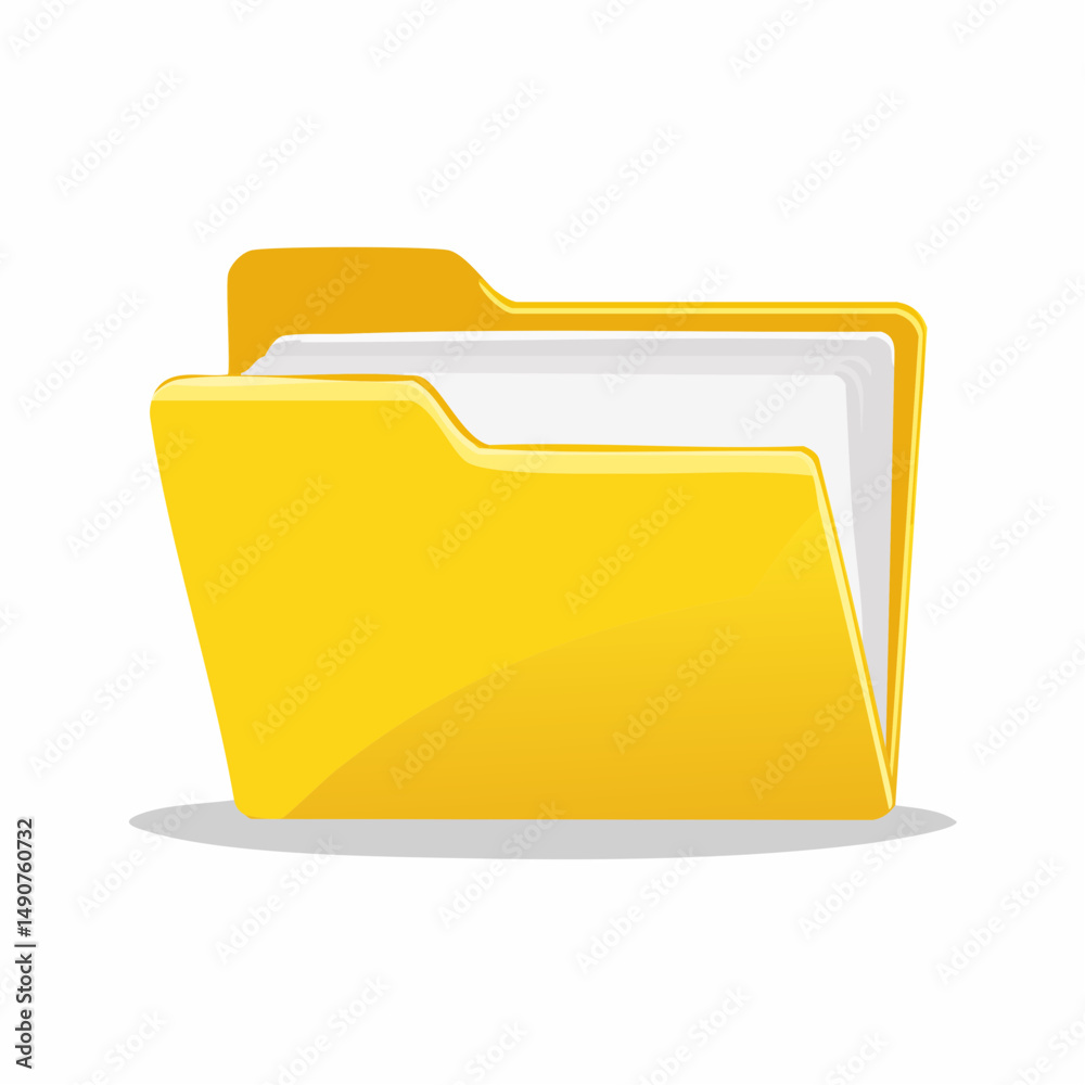Yellow File Folder Icon on White Background Yellow File Folder Icon on White Background